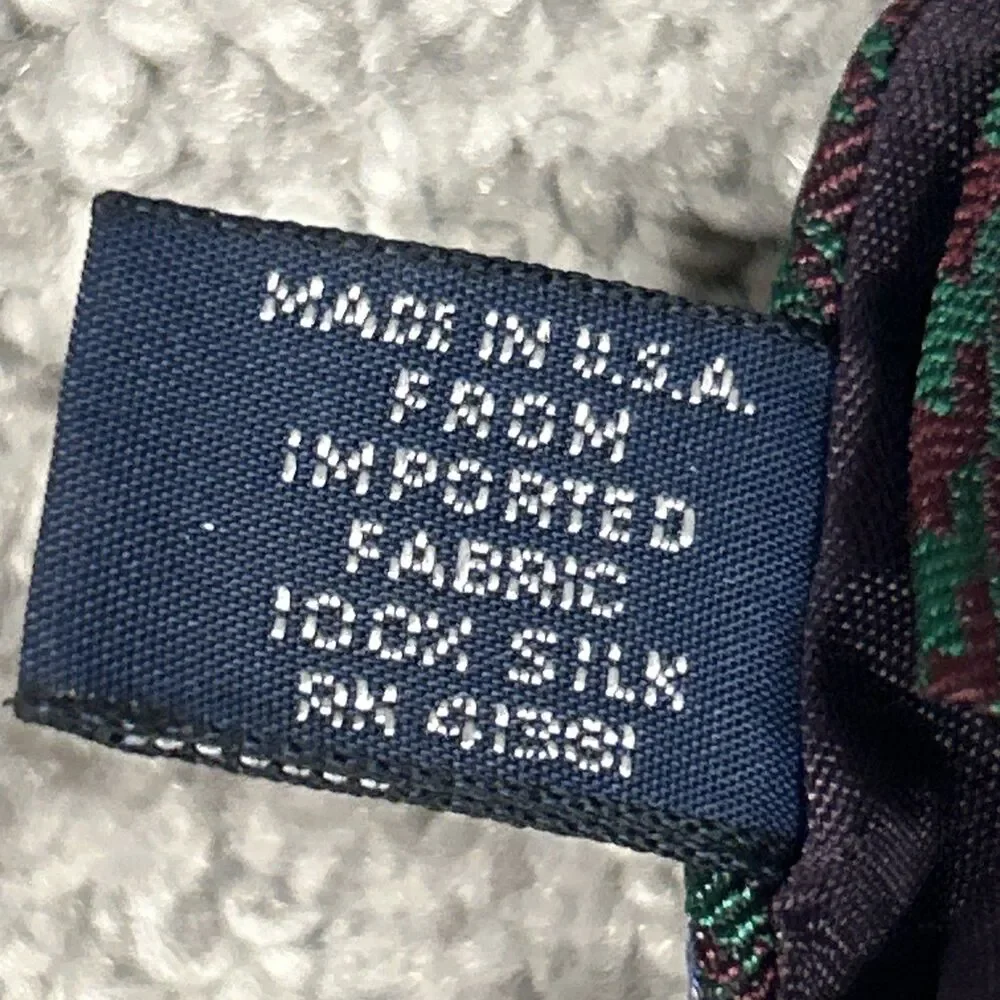 Polo Ralph Lauren Hand Cut Silk Tie Mens Equestrian Horse Houndstooth Green USA